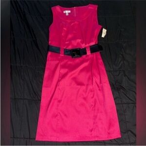 Dress Barn Bright Pink Sheath Dress with Black Accents